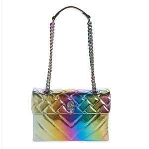 Kurt Geiger London Kensington X Leather Shoulder Bag NWT Rainbow Metallic Ombre